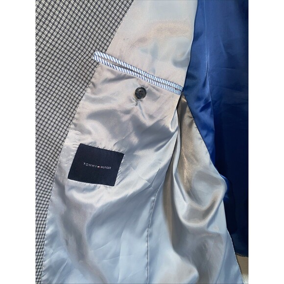 Tommy Hilfiger men sport Blazer jacket 100% worsted wool gingham gray 50R Plaid - Picture 16 of 16